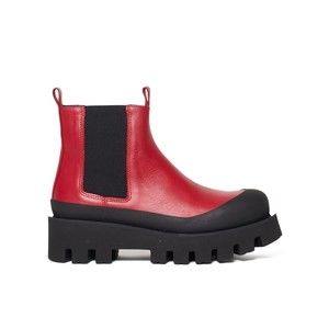 Paloma Barceló Red Leather Chelsea Boots With Chunky Sole - NWT